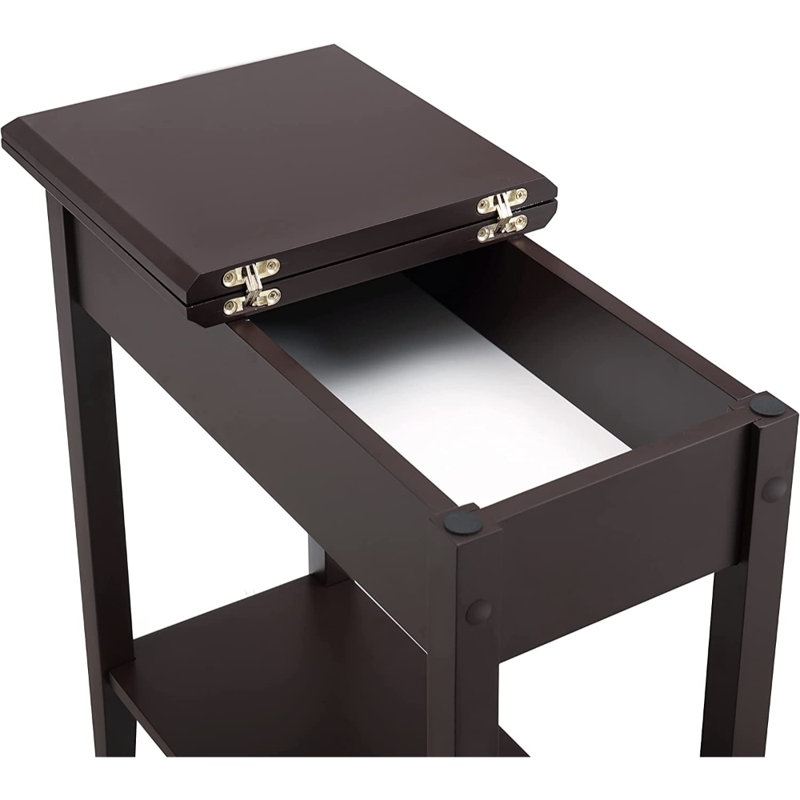Winston Porter Jonica Narrow End Table with Storage, Flip Top Narrow